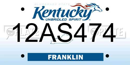 12AS474 Kentucky License Plate