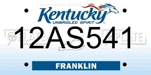 12AS541 Kentucky License Plate