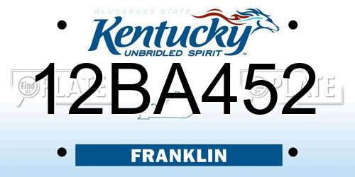 12BA452 Kentucky License Plate