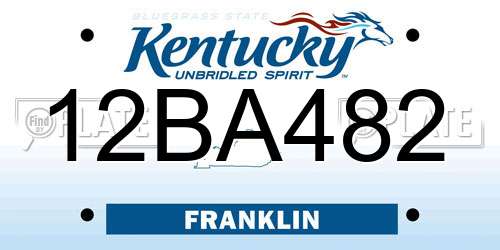 12BA482 Kentucky License Plate