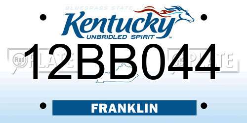 12BB044 Kentucky License Plate