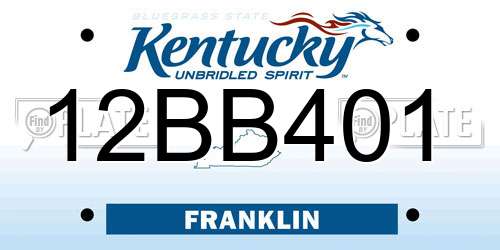 12BB401 Kentucky License Plate
