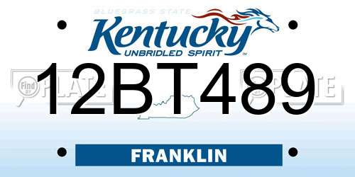 12BT489 Kentucky License Plate