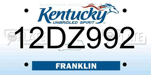 12DZ992 Kentucky License Plate