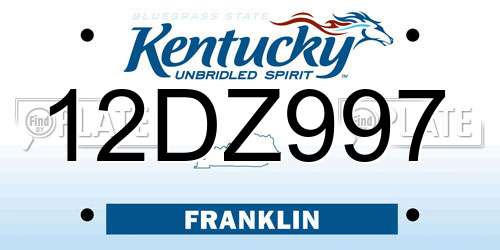12DZ997 Kentucky License Plate