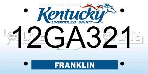 12GA321 Kentucky License Plate