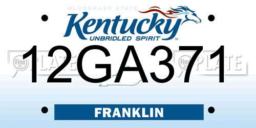 12GA371 Kentucky License Plate