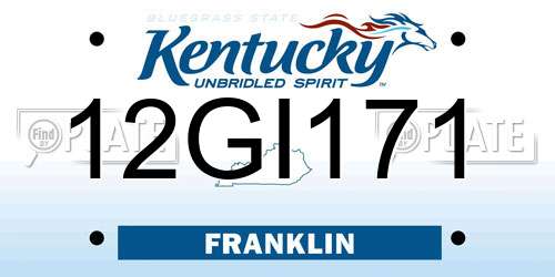 12GI171 Kentucky License Plate