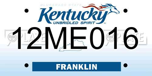 12ME016 Kentucky License Plate