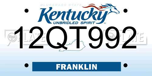 12QT992 Kentucky License Plate