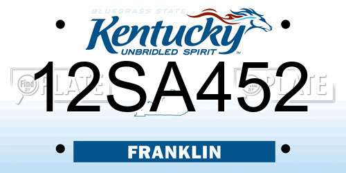 12SA452 Kentucky License Plate