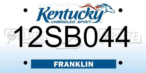 12SB044 Kentucky License Plate