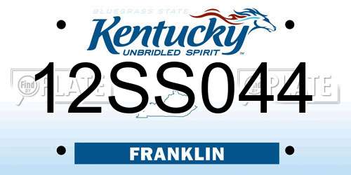 12SS044 Kentucky License Plate