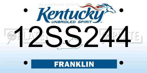 12SS244 Kentucky License Plate