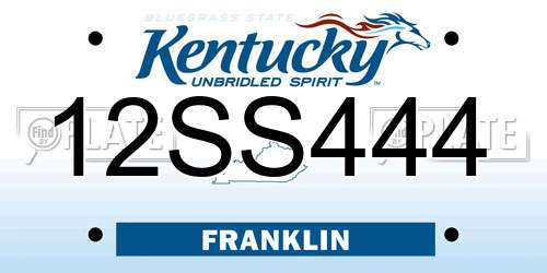 12SS444 Kentucky License Plate