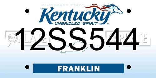 12SS544 Kentucky License Plate