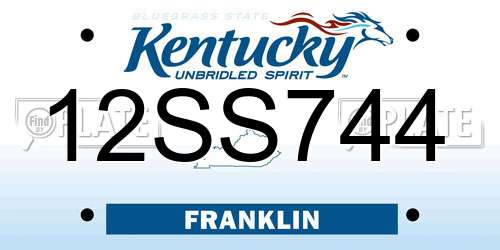 12SS744 Kentucky License Plate
