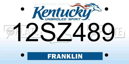 12SZ489 Kentucky License Plate