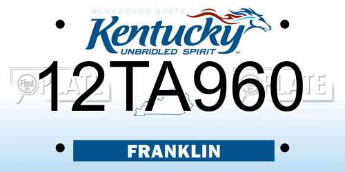 12TA960 Kentucky License Plate