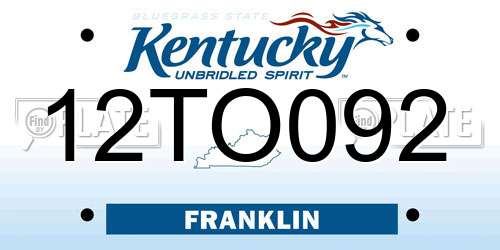 12TO092 Kentucky License Plate