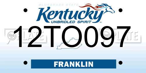 12TO097 Kentucky License Plate