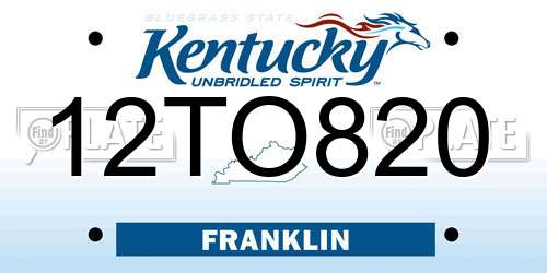 12TO820 Kentucky License Plate