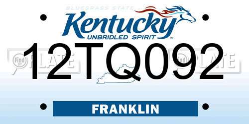 12TQ092 Kentucky License Plate