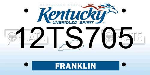 12TS705 Kentucky License Plate