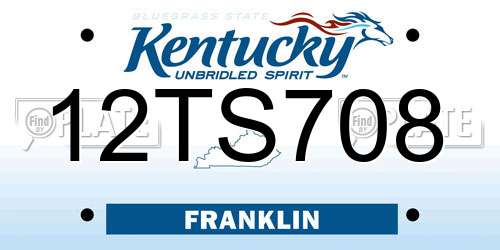 12TS708 Kentucky License Plate