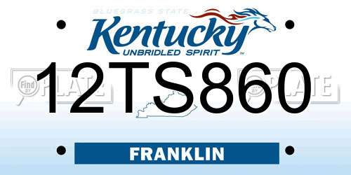 12TS860 Kentucky License Plate