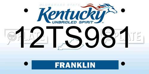 12TS981 Kentucky License Plate