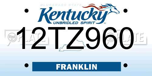 12TZ960 Kentucky License Plate