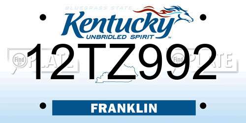 12TZ992 Kentucky License Plate