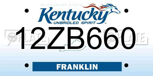 12ZB660 Kentucky License Plate