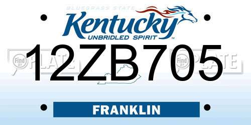 12ZB705 Kentucky License Plate