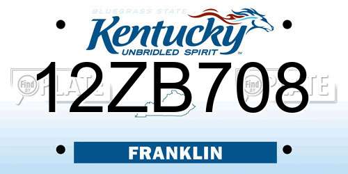 12ZB708 Kentucky License Plate