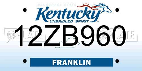 12ZB960 Kentucky License Plate