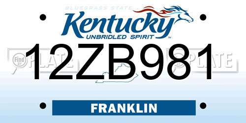 12ZB981 Kentucky License Plate