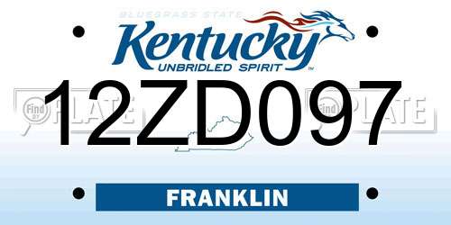 12ZD097 Kentucky License Plate