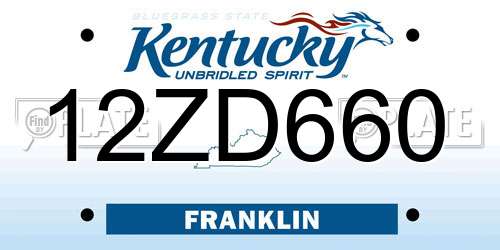 12ZD660 Kentucky License Plate