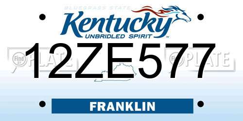 12ZE577 Kentucky License Plate
