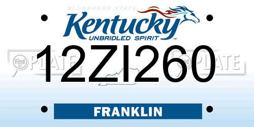 12ZI260 Kentucky License Plate