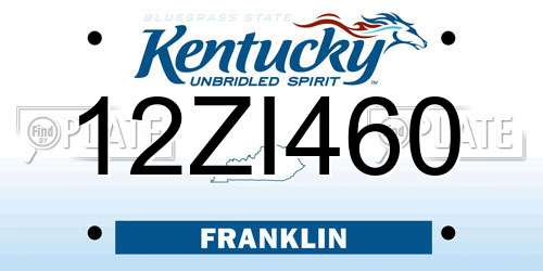 12ZI460 Kentucky License Plate
