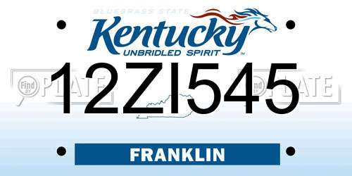 12ZI545 Kentucky License Plate