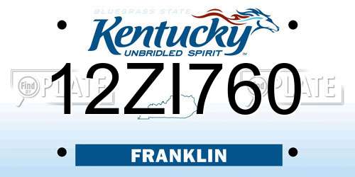 12ZI760 Kentucky License Plate