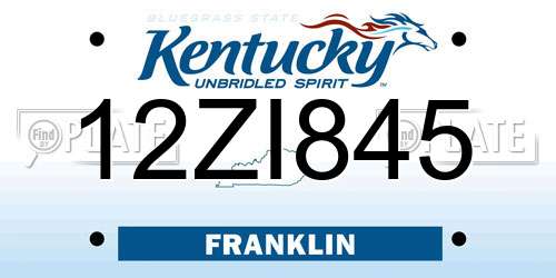 12ZI845 Kentucky License Plate