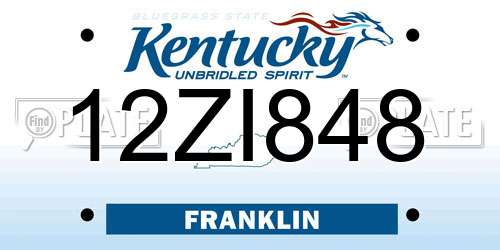 12ZI848 Kentucky License Plate