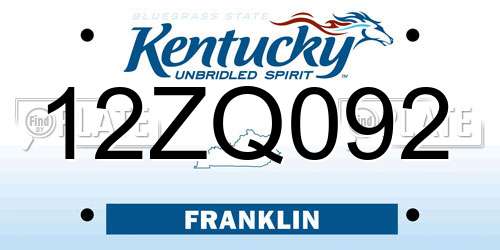 12ZQ092 Kentucky License Plate