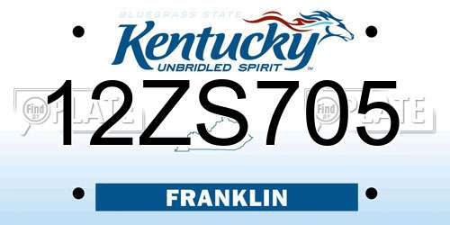 12ZS705 Kentucky License Plate