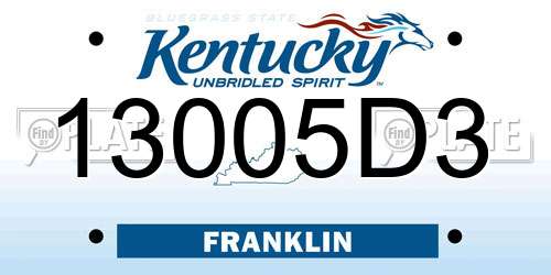 13005D3 Kentucky License Plate